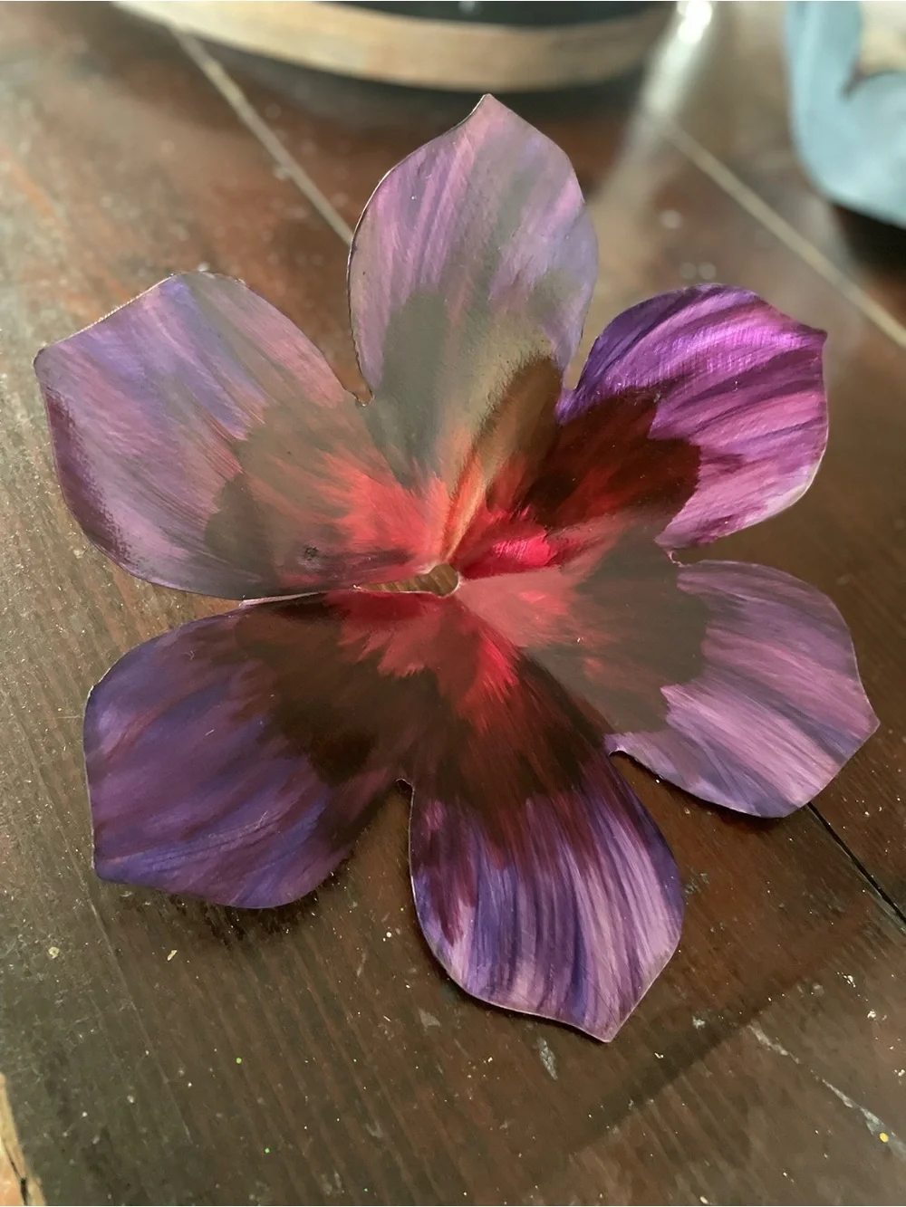 Handcrafted Purple and Red Decorative Flower - Home Accents